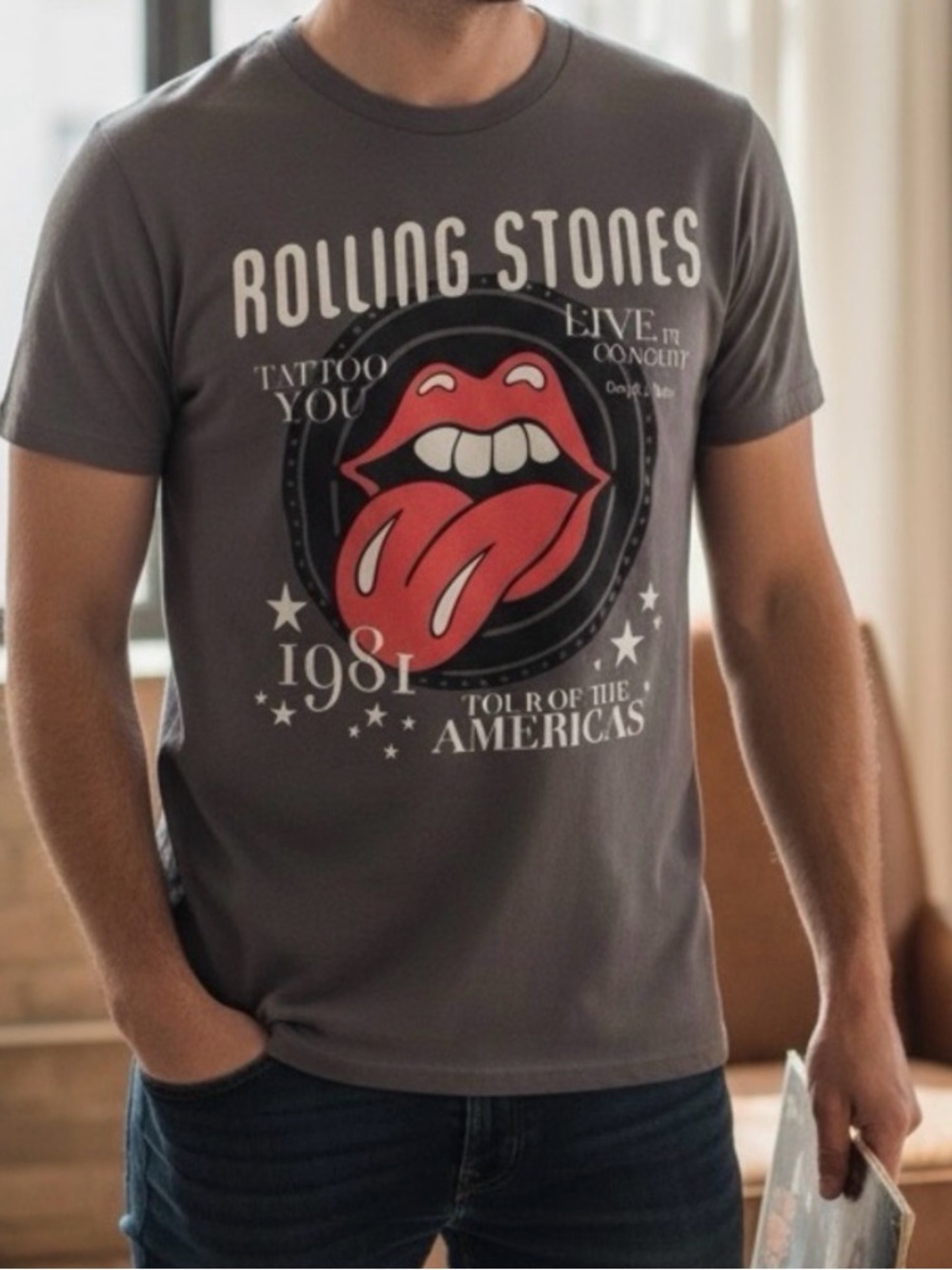 ROLLING STONES Unisex Short Sleeved Tee Shirt Tour Of The Americas